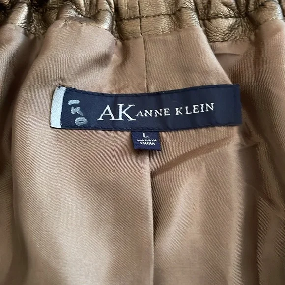New genuine leather Anne KleinBumper jacketL soft brown adjustable neck